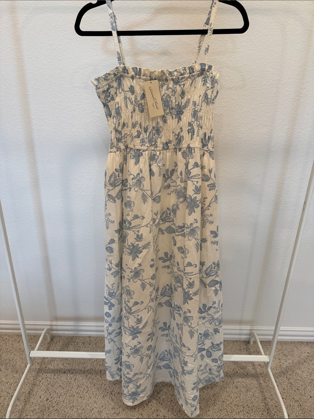 Target Cream Maxi Dress with Blue Floral Print